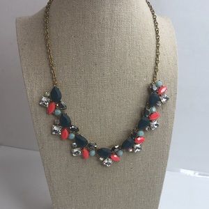 J Crew Statement Red Blue Jewel Sparkle Necklace